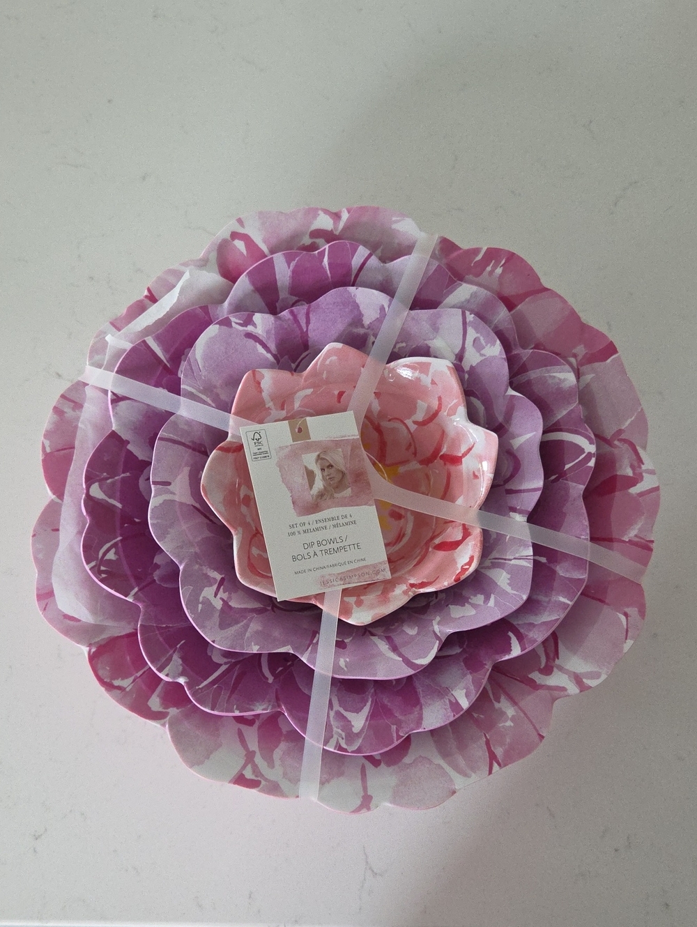 Jessica Simpson Pink and Lavender Floral Layered Party Platter Set